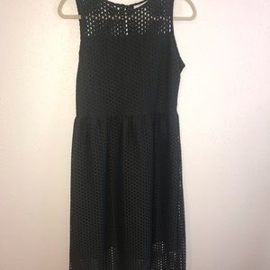 H&M dark green mesh eyelet dress